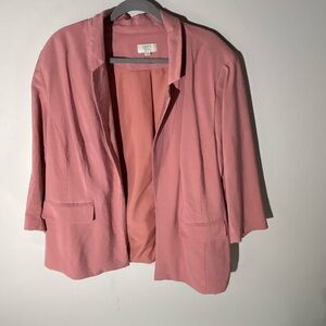LOFT Women's Pink Open-Front Blazer Jacket 3/4 sleeves office business core